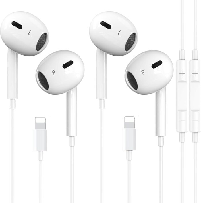 2 Packs iPhone Headphones Earbuds with Lightning Connector(Built-in Mic & Volume Control)[MFi Certified] Headphones support for iPhone 14/13/12/SE/11/XR/XS/X/7/7Plus/8/8Plus...