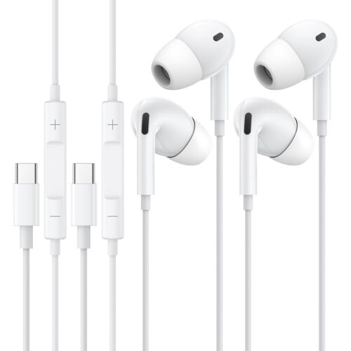 2 Packs USB C Headphones for iPhone 15/16 Earbuds Wired USB C Earphones with Mic & Volume Control HiFi Stereo Noise Cancelling, for Galaxy S23/S22/S21/S20/Ultra Note 10/20, for...