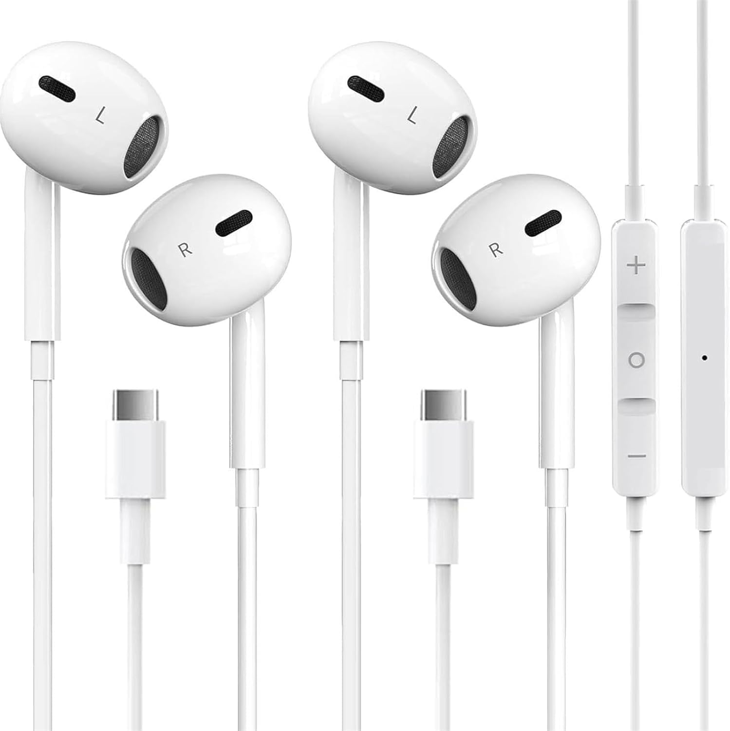 2 Packs USB C Headphones for iPhone 16/15 Earbuds with Microphone & Volume Control HiFi Stereo Type C Earphones for Galaxy S23/S22/S21/S20/Ultra Note 10/20, for Pixel 7/6/6a/5/4…