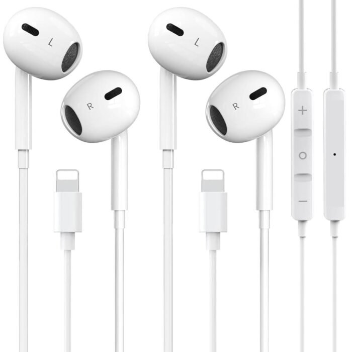 2 Packs Wired Headphones for iPhone Earbuds with Built-in Microphone & Volume Control HiFi Stereo Nosie Reduction Earphones Compatible with iPhone 14/13/12/11/XR/XS/X/8/7/SE...