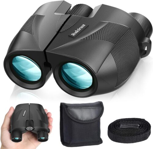 20x25 Compact Binoculars for Adults and Kids,High Powered Large Eyepiece Waterproof Binoculars for Hunters,Easy Focus Bird Watching for Outdoor Hiking Travel, Black