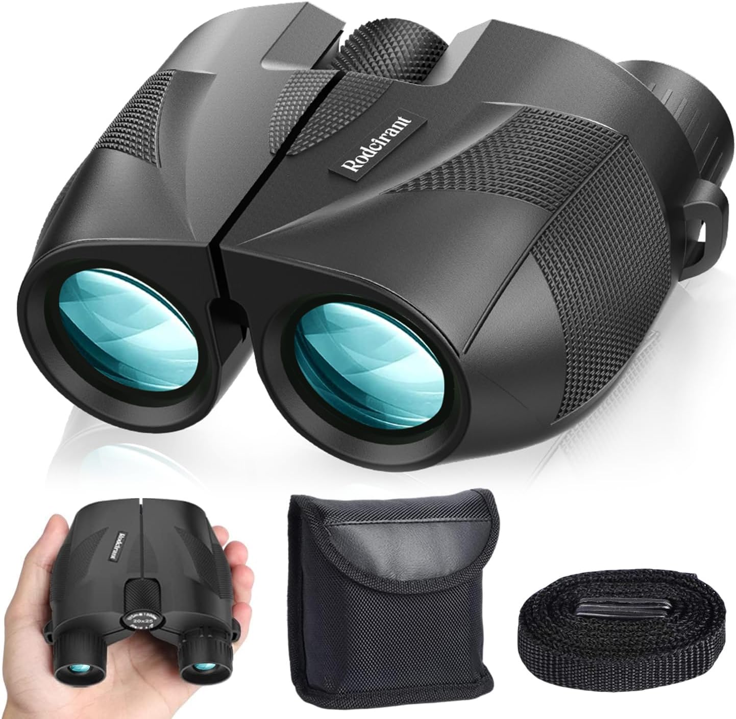20×25 Compact Binoculars for Adults and Kids,High Powered Large Eyepiece Waterproof Binoculars for Hunters,Easy Focus Bird Watching for Outdoor Hiking Travel, Black