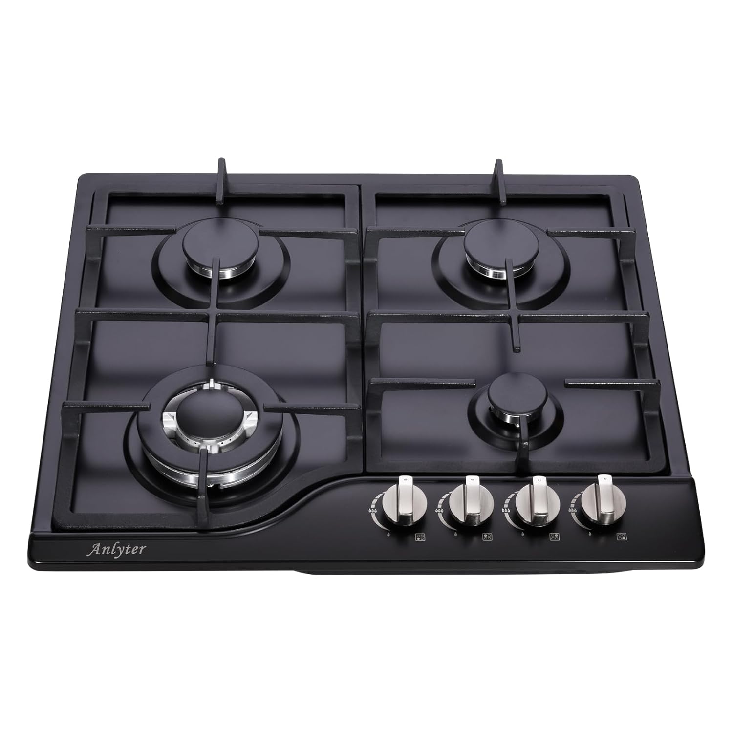 24 Inch Gas Cooktop, Stainless Steel Built-in 4 Burners Stovetop Dual Fuel Gas Stove NG/LPG Convertible Gas Cooktop (Black)