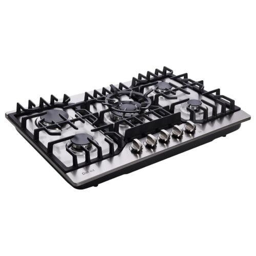30 Inch Gas Cooktop, Stainless Steel Built-in 5 Burners Stovetop Dual Fuel Gas Hob NG/LPG Convertible Gas Cooktop DK5712