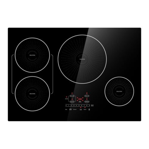 30 Inch Induction Hob Cooktop 4 Burners, Flat Glass Top Electric Stove with Bridge-SYNC, 3 Preset Modes Booster, Timer, Pause, Child Lock, Drop in, 208~240V/40A, Black