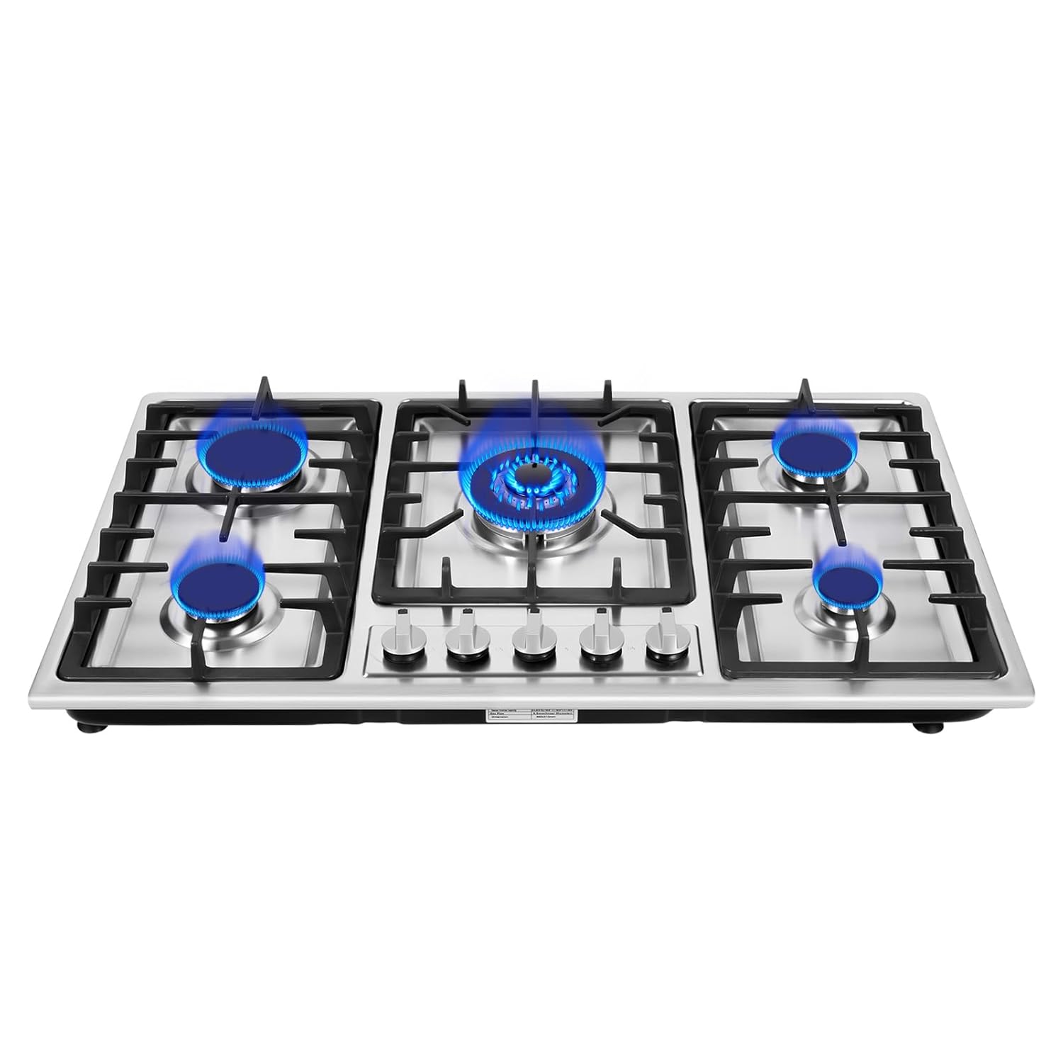 34 inch Gas Cooktop, 5 Burner Built-in Stainless Steel Gas Stove Top LPG/NG Dual Fuel Auto Ignition Gas Hob Gas Countertop Plug-in with Thermocouple Protection for Kitchen,…