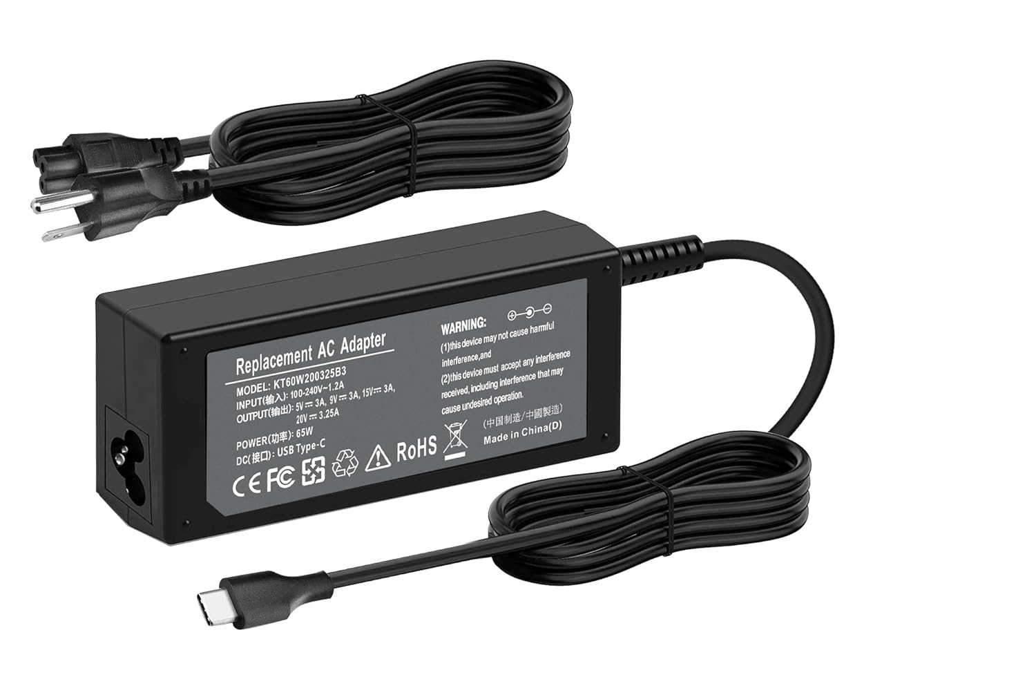 65W USB C Dell Laptop Charger for Dell Chromebook 3100 3400 Latitude 5420 5520 Dell XPS 12 15 9370 9Q33 Laptop Type C Power Adapter