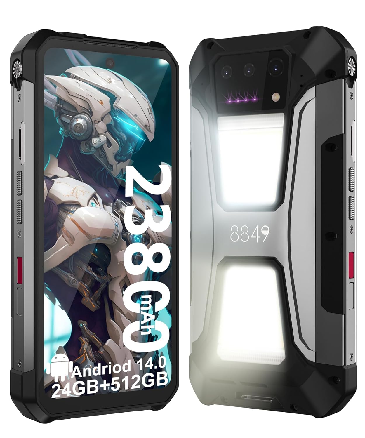 8849 Tank 2 Pro Rugged Smartphone Unlocked, 24+512GB/1TB Android 14 Rugged Cell Phone with Projector, 6.79’’ 4G Waterproof Mobile Phones 23800mAh, Fingerprint/Dual…