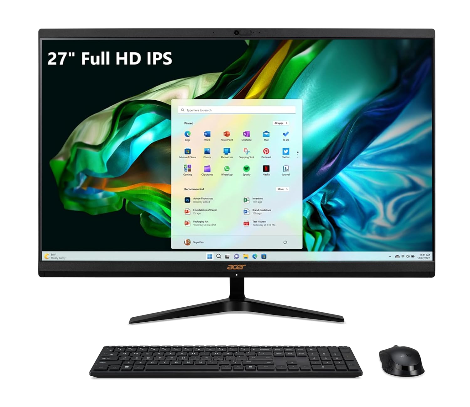 acer Aspire C27-1800-UR12 AIO Desktop 27″ Full HD IPS Display Intel Core i5-12450H Intel UHD Graphics 16GB DDR4 1TB PCIe Gen 4 SSD Intel Wireless Wi-Fi 6E Wireless Keyboard & Mouse
