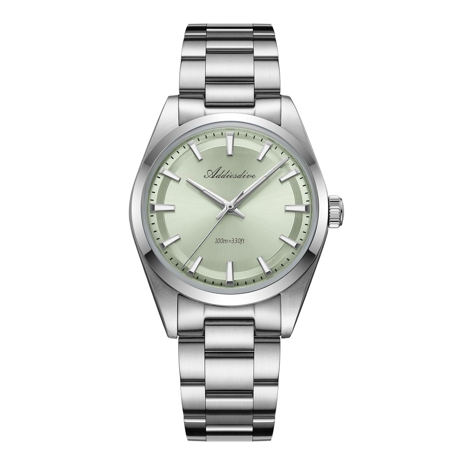 ADDIESDIVE 36 MM Small Dial Luxury Watches for Men 11 MM Thick VH31 Quartz Watch Waterproof 100 M Mint Green/White/Gray