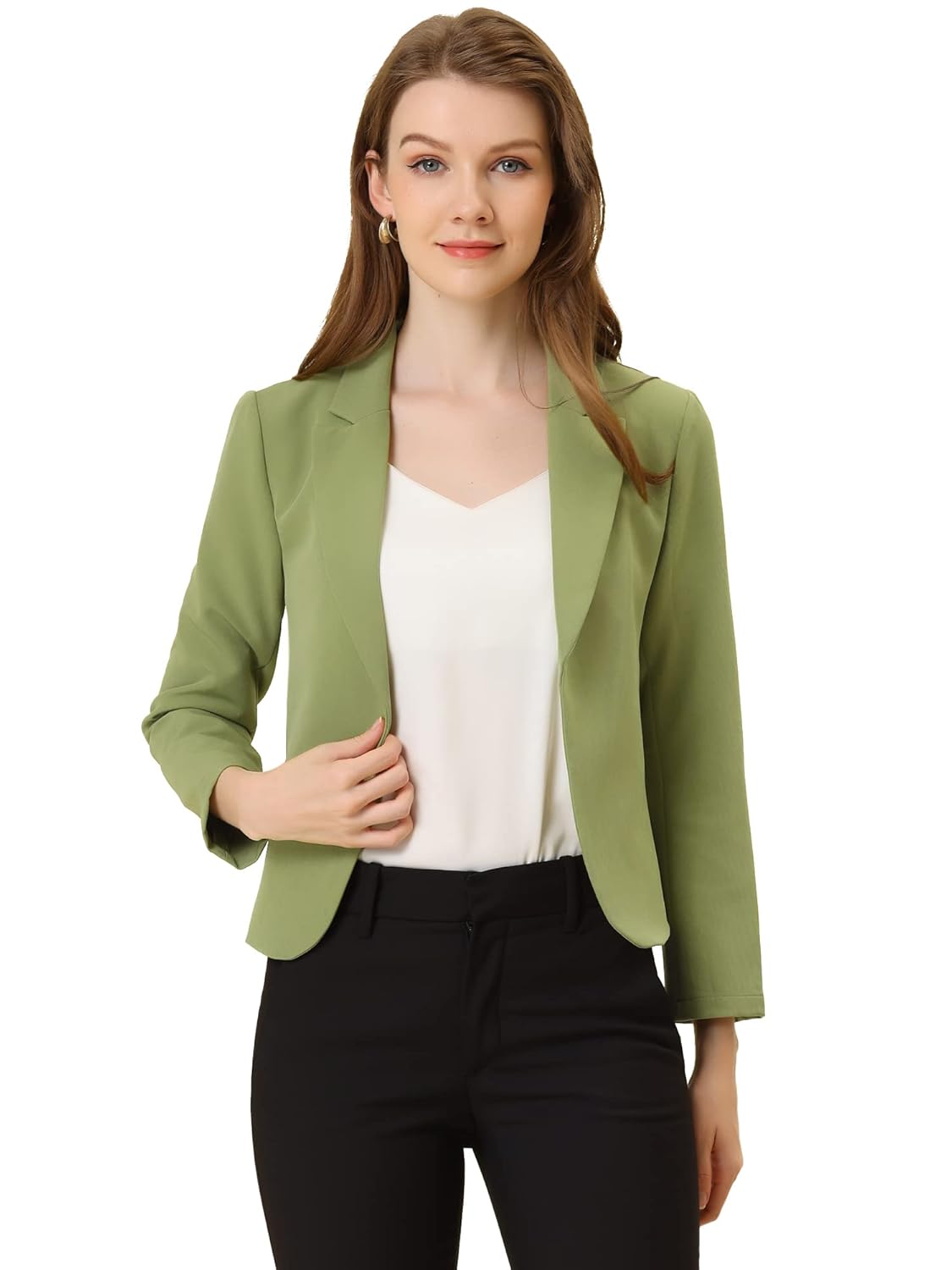 Allegra K Women’s Open Front Office Work Business Casual Lightweight Summer Crop Suit Blazer