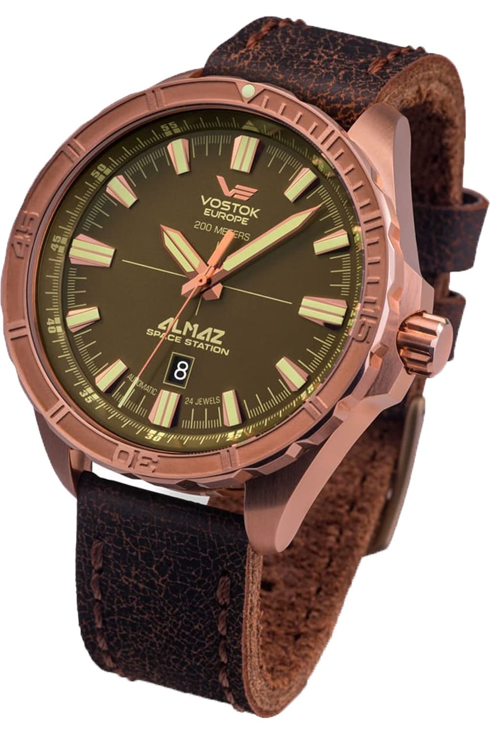 almaz Mens Analog Automatic Watch with Leather Bracelet NH35A-320O516