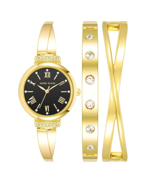 Anne Klein Women's Premium Crystal Accented Bangle Watch Set, AK/2245