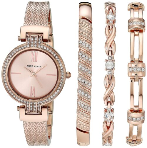 Anne Klein Women's Premium Crystal Accented Watch and Bracelet Set, AK/3584