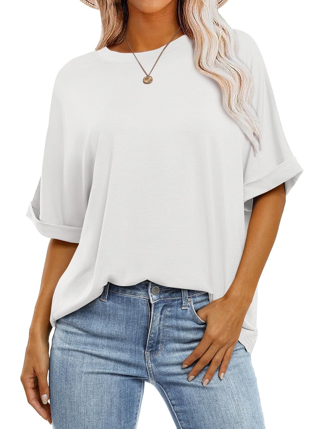 ANRABESS Womens Tops Oversized T Shirts Short Sleeve Crewneck Summer Casual Loose Basic Tee Shirt 2025 Trendy Fashion Clothes