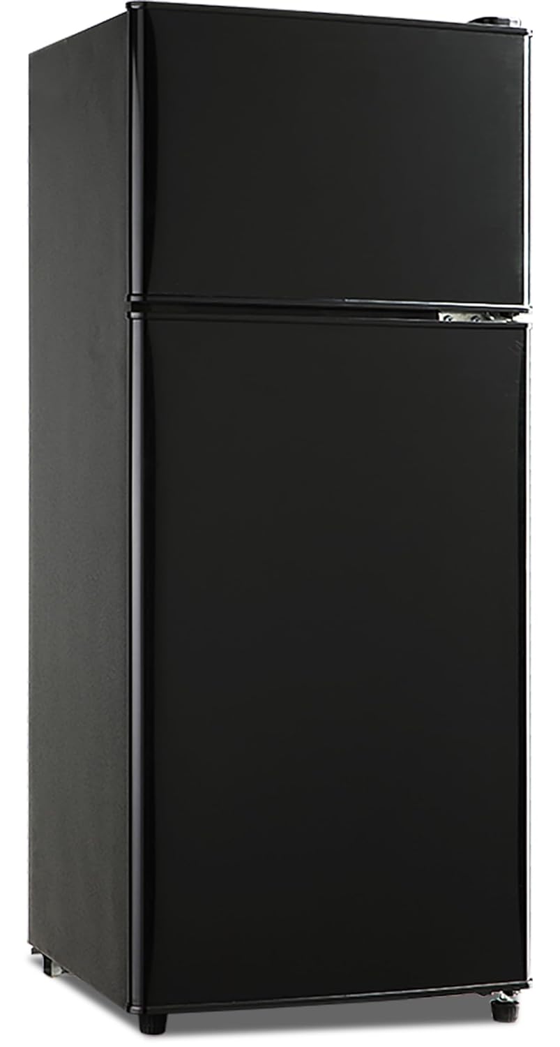 Anukis Compact Refrigerator 3.8 Cu Ft 2 Door Mini Fridge with Freezer for Apartment, Dorm, Office, Family, Basement, Garage – Black