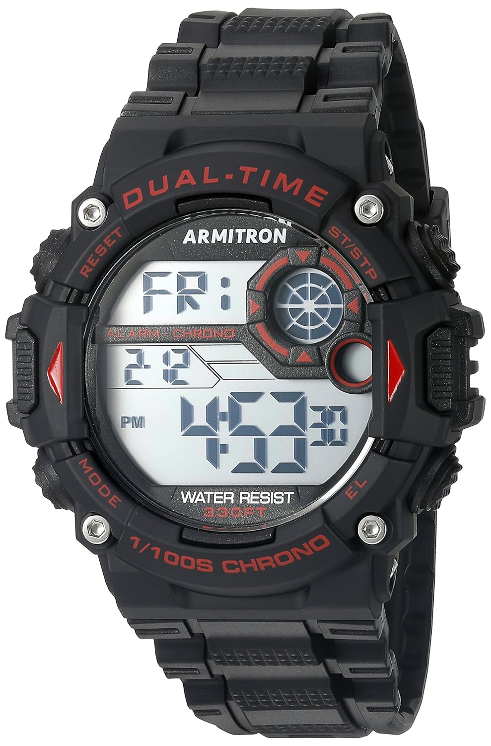 Armitron Sport Men’s 40/8356RED Red Accented Digital Chronograph Black Resin Strap Watch