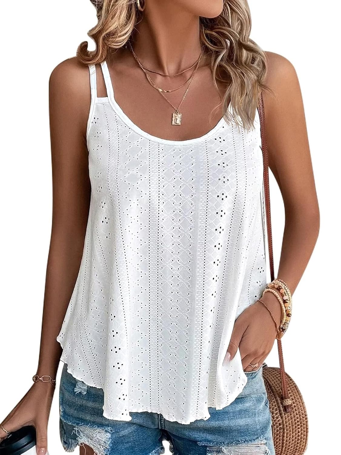 ATHMILE Women’s Tank Tops Sleeveless Summer Top Spaghetti Strap Spring Shirt Loose Fit Beach Vacation 2025 Casual