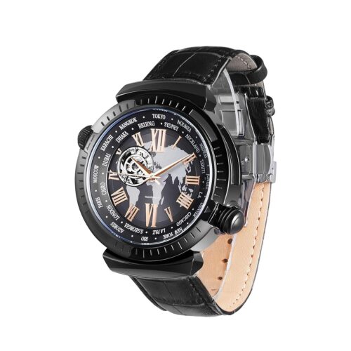 Automatic Watches for Men, Leather Strap Mechanical Watch, Water Resistant Skeleton Watch, Self Winding Watches for Men (No Battery Needed)