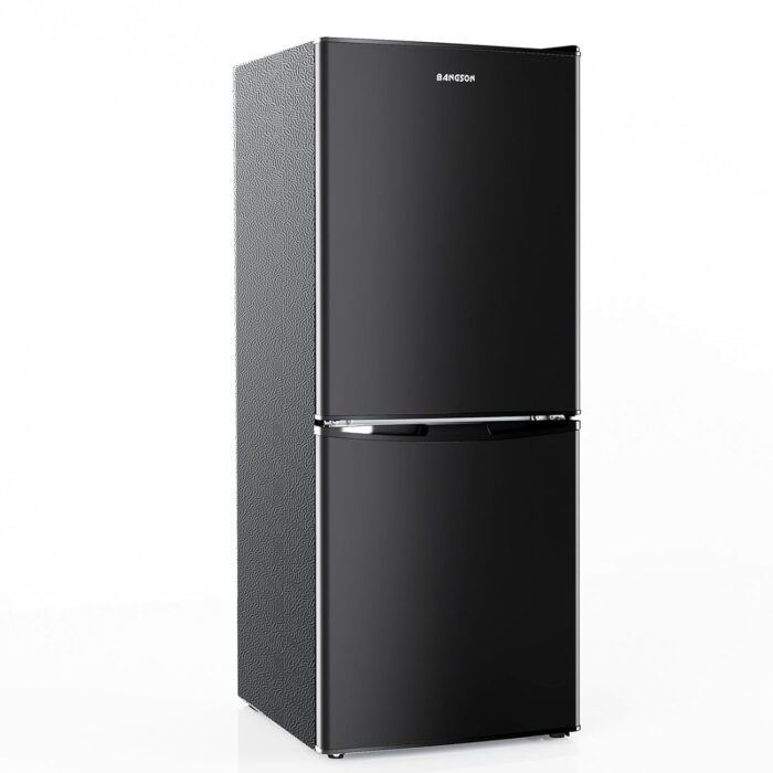 BANGSON 4.0 Cu.Ft Small Refrigerator with Freezer, Small Fridge with Bottom Freezer, for Apartment, Bedroom, Dorm, and Office, Double Door, Black