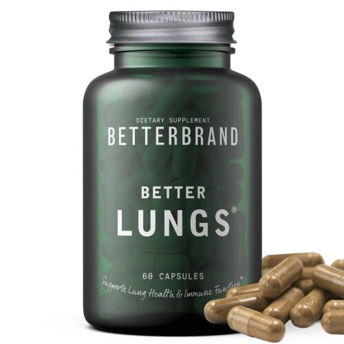 Betterbrand BetterLungs Daily Respiratory Health Supplement | with Mullein Leaf, Elderberry, Vitamin D, Ginseng and Reishi Mushroom | Lung Health, Allergy, Sinus, and Mucus...