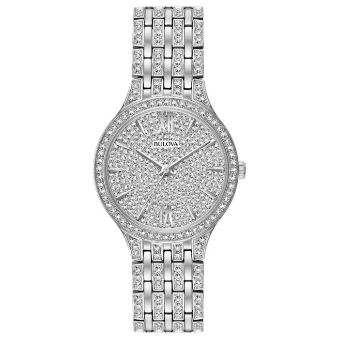 Bulova Crystal Pave 3-Hand Quartz Slim Case Watch