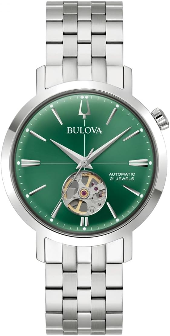 Bulova Men’s Analog Automatic Watch with Steel Strap Ref. 96A319, black / silver, bracelet