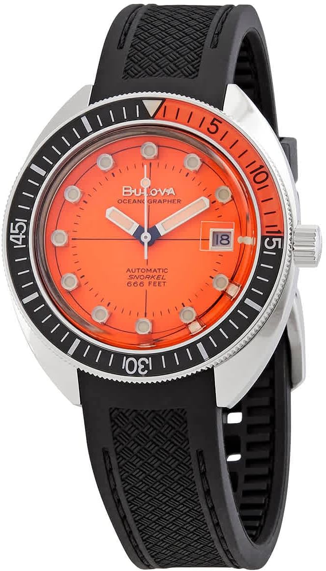 Bulova Men’s Devil Diver Oceanographer Black Rubber Strap Watch | 41mm | 96B350
