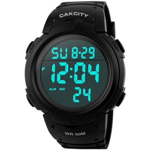 CakCity Mens Digital Sports Watch LED Screen Large Face Military Watches for Men Waterproof Casual Luminous Stopwatch Alarm Simple Army Watch