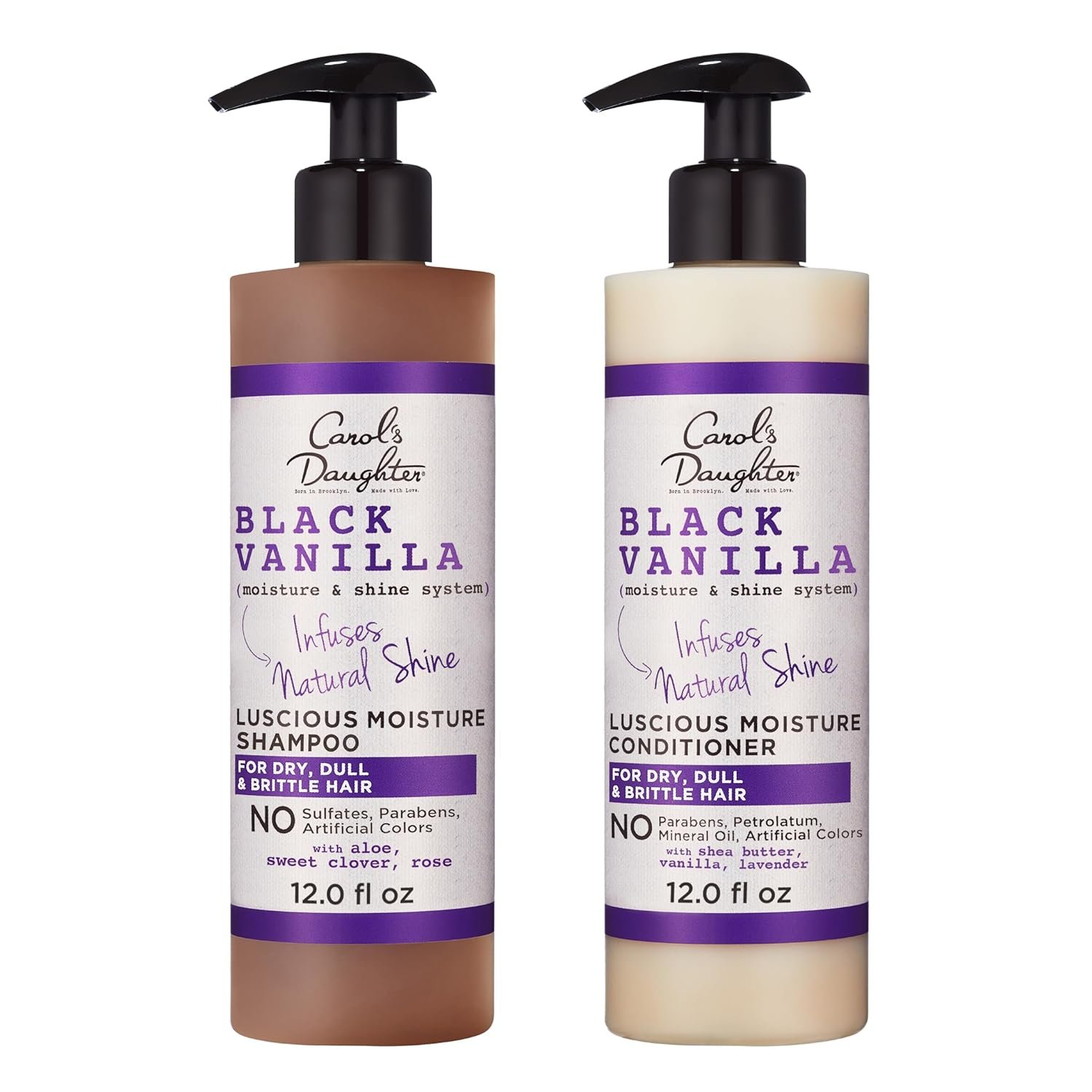 Carol’s Daughter Black Vanilla Sulfate Free Shampoo and Conditioner Set for Curly, Wavy or Natural Hair, Moisturizing Hair Care for Dry, Damaged Split Ends, 1 Kit