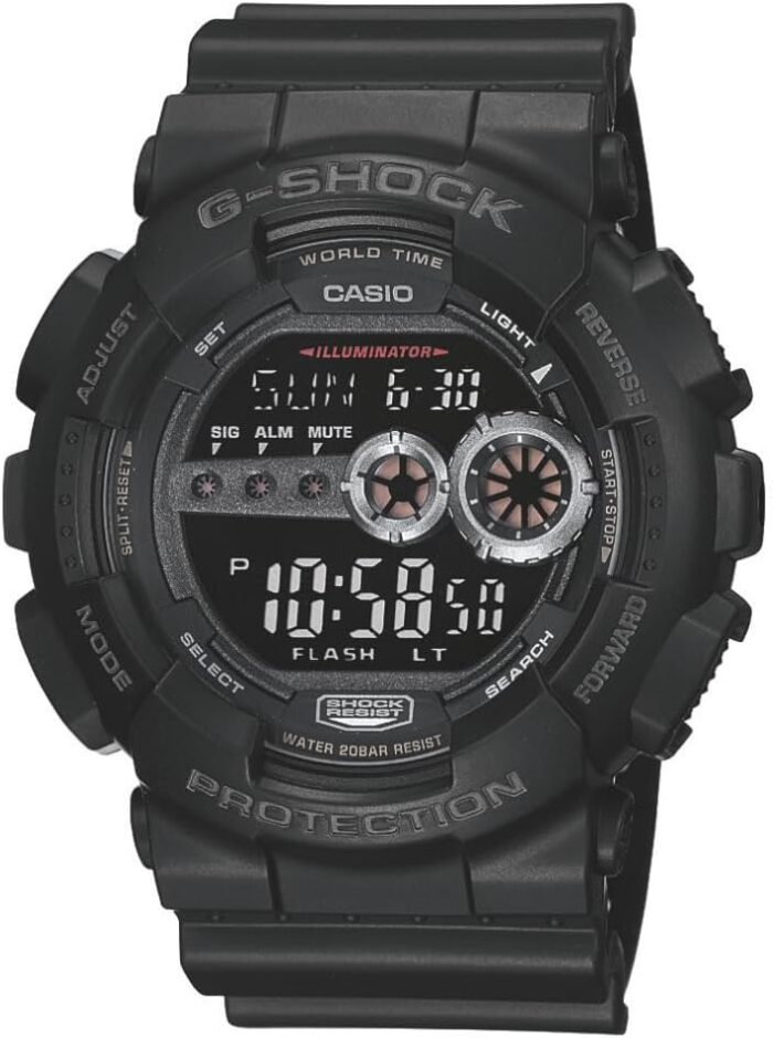 Casio G-Shock GD100-1B | Men's Tough Digital Watch | 200M Water Resistant | High-Brightness LED | Dual Time & 7-Year Battery