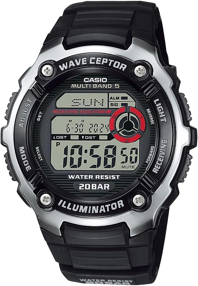 Casio Waveceptor Men’s Quartz Illuminator Alarm Chronograph Watch with Black Resin Band (Model: WV200A-1AV)