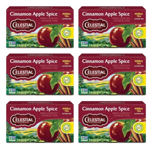 Celestial Seasonings Cinnamon Apple Spice Herbal Tea, Caffeine Free, 20 Tea Bags Box (Pack of 6)