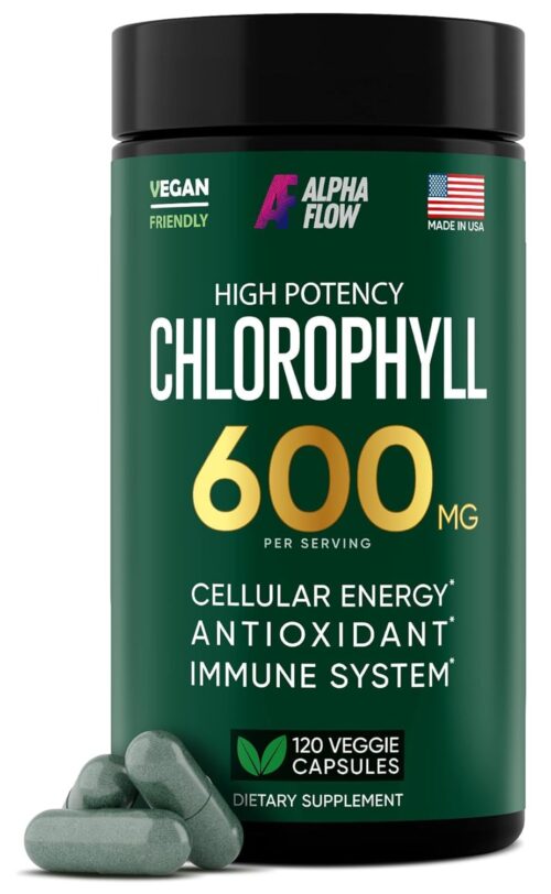 Chlorophyll Capsules 600 mg - Natural Chlorophyll Pills for Women & Men - Highly BioAvailable Chlorophyll Supplement for Energy, Immunity, Skin + Internal Deodorant