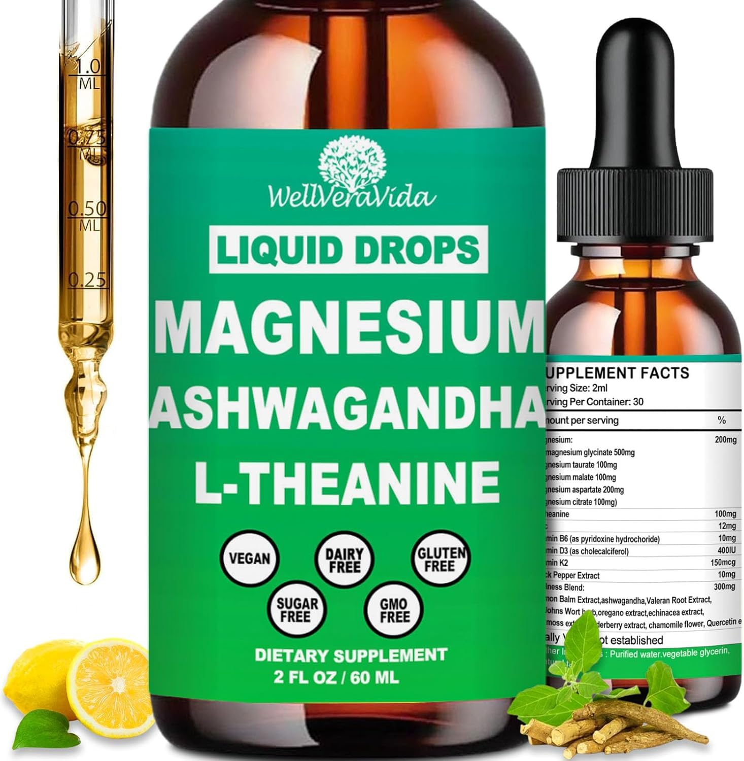 Cortisol Supplements for Women & Men, Cortisol Calm Detox Manager Reducer w. Magnesium Ksm-66 Ashwagandha L-Theanine Vitmain D3 K2 B6, Cortisol Liquid Drop for Recess Mood &…