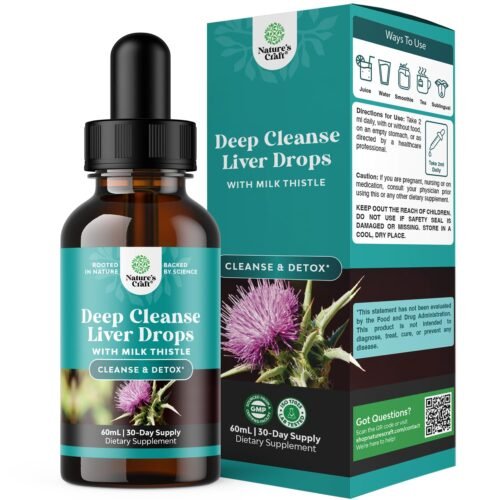 Deep Liver Cleanse, Detox & Repair with Milk Thistle Liquid Drops - Liver Detox Liquid Artichoke Extract with Dandelion Leaf, Ginger & Turmeric Curcumin for Immunity & Daily...