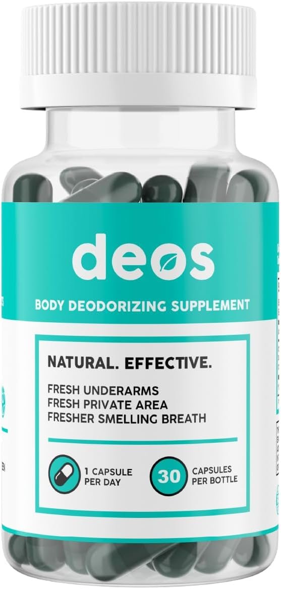 DEOS Internal Deodorant Supplement – Full Body Deodorizer for Gut Health, Skin Health, Detox & Digestion Support – Natural Odor Control Chlorophyll Pills for Head-to-Toe…