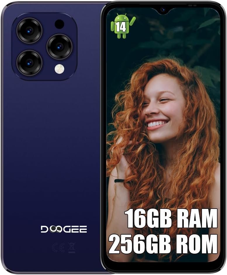 DOOGEE 4G Cell Phone Unlocked,12GB+256GB Android 14 Smartphone,5150mAh 13MP Camera Mobile Phones,Face Unlock/OTG N55 PRO Blue