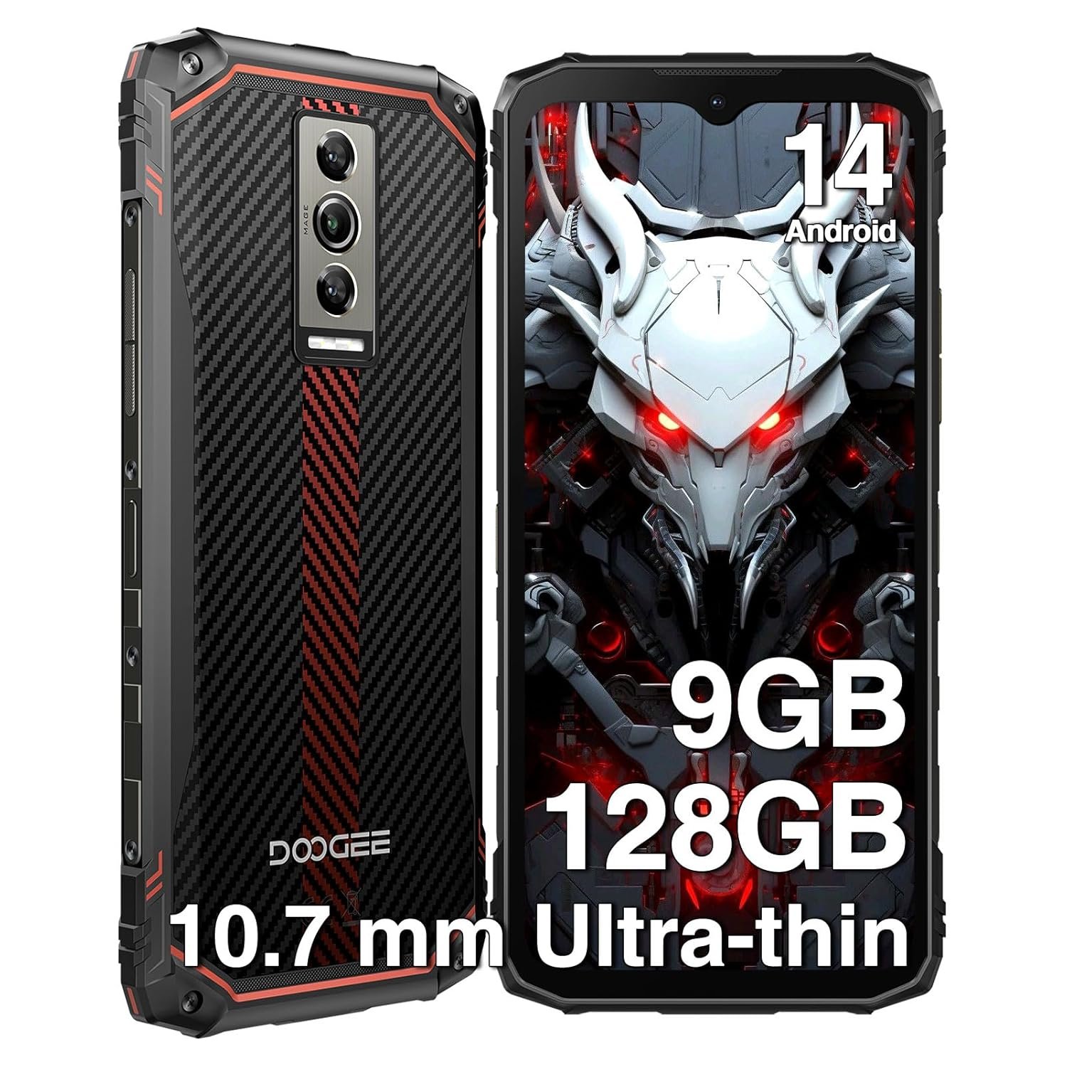 DOOGEE Blade 10 Rugged Smartphone, 10.7mm Thin Rugged Phone, Android 14, 6.56″ HD+ 90Hz IPS Screen, Octa-Core,9GB+128GB/2TF, 5150mAh Battery,16MP Camera, IP68/IP69K/Dual 4G…