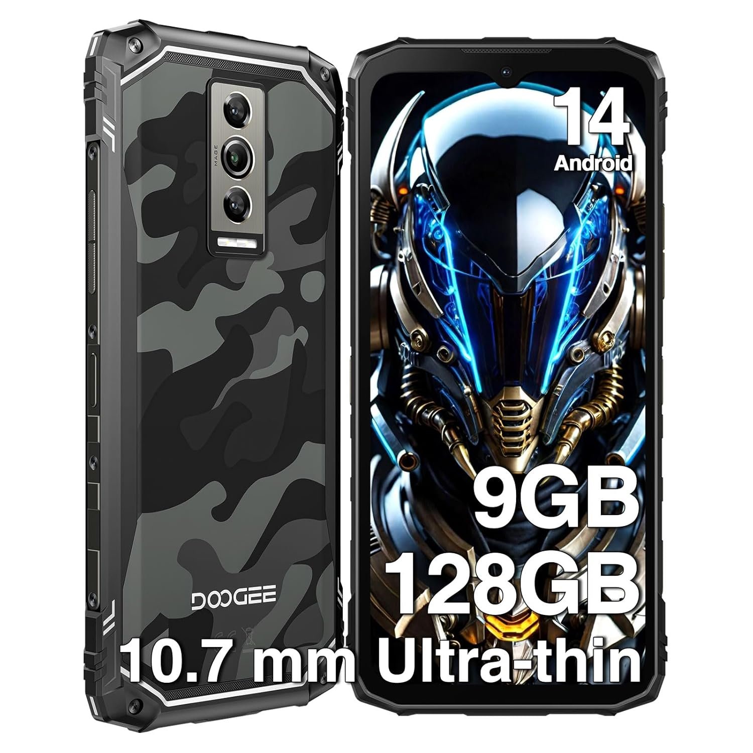 DOOGEE Blade 10 Rugged Smartphone, 10.7mm Thin Rugged Phone, Android 14, 6.56″ HD+ 90Hz IPS Screen, Octa-Core,9GB+128GB/2TF, 5150mAh Battery,16MP Camera, IP68/IP69K/Dual 4G…