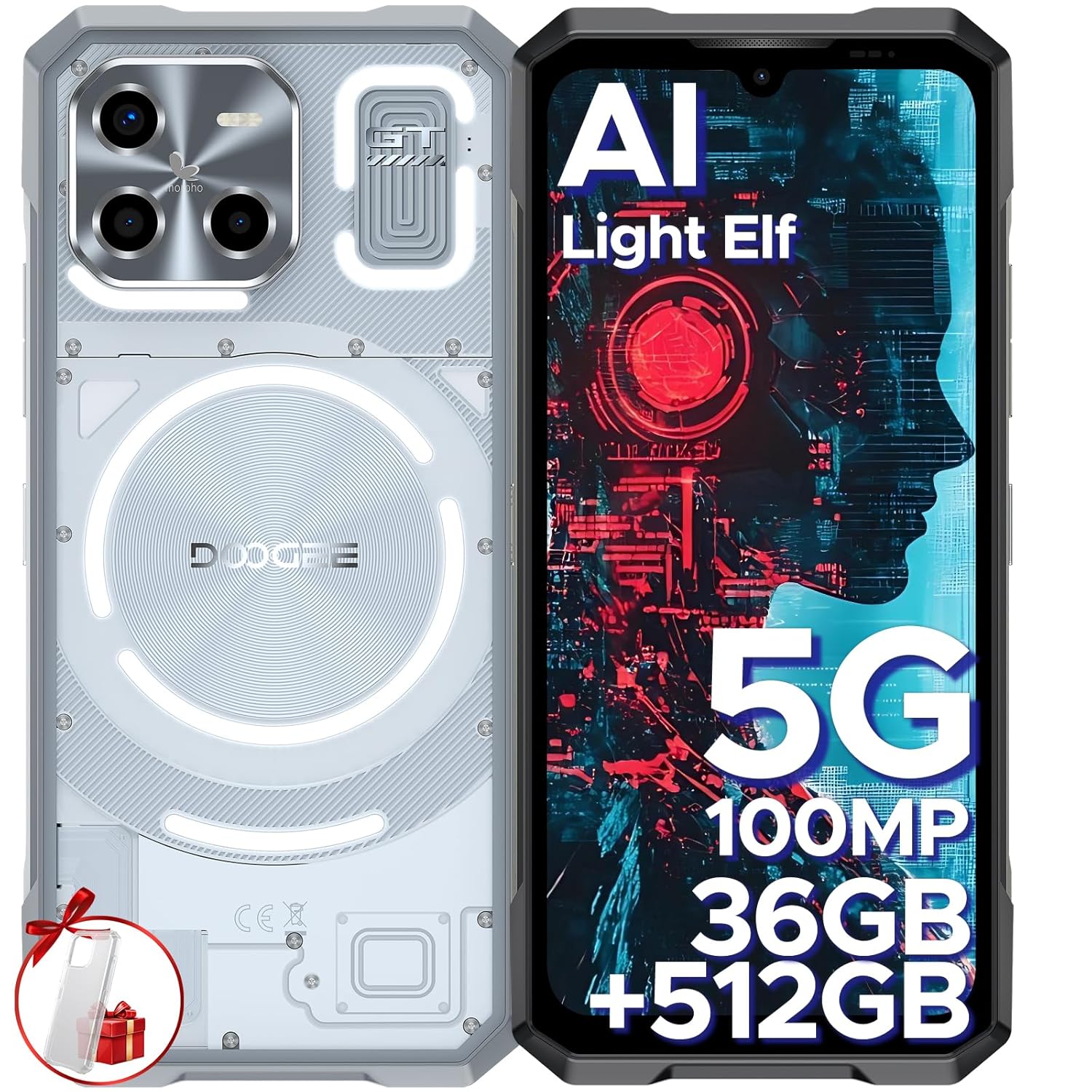 DOOGEE Blade GT Ultra Rugged Phone Unlocked 5G,AI Rugged Smartphone with LED Light Effect,6.72″ FHD+ 120Hz,4nm D7300 CPU,36GB+512GB/2TB DDR5,10.5mm Ultra-Thin Gaming Phones,100…