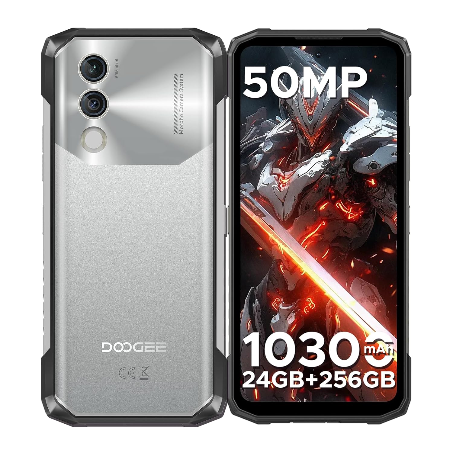 DOOGEE Blade10 Power Rugged Smartphone Unlocked,24GB+256GB/2TB, 10300mAh Rugged Phone, 6.6”HD+90Hz Android 14 Cell Phone, 50MP Camera, 3 Card Slots/Face…