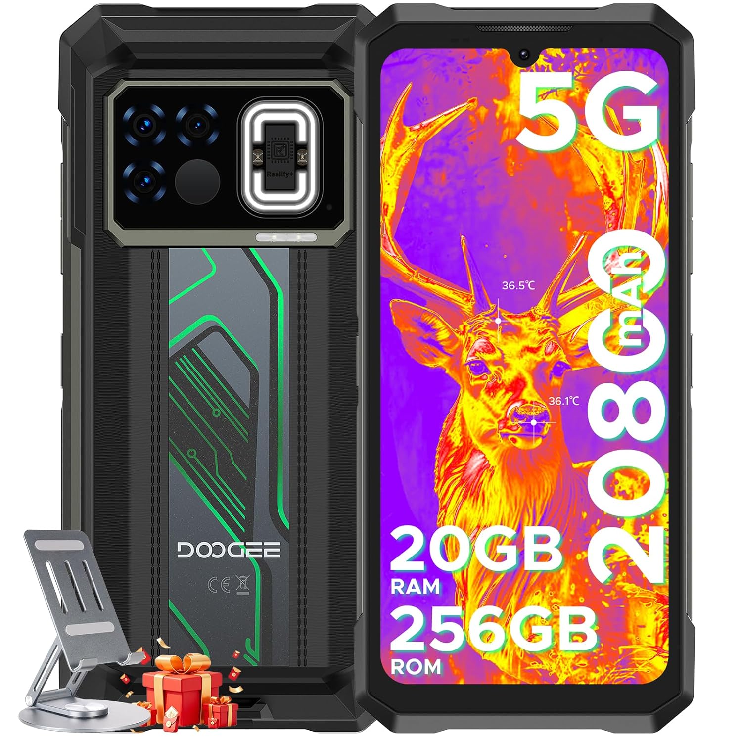 DOOGEE Fire 6 Max(2025) 5G Rugged Smartphone with Thermal Image Camera,20800mAh/33W Fast,6.72″ FHD+ 120Hz IPS Screen,120LM Flashlight Rugged Phone,256GB/TF 2TB,50MP,Android…