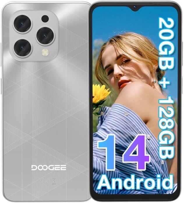DOOGEE N55 Plus(2025) Android 14 Unlocked Phone with 20GB+128GB/TF 1TB, 6.56″ 90Hz Octa-Core Unlocked Smartphones with 5150mAh, Dual Camera, Dual SIM 4G Mobile Phones with Face…