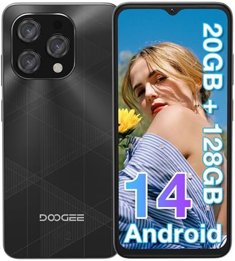 DOOGEE N55 Plus Android 14 Cell Phone Unlocked(2025), 20GB+128GB/TF 1TB, 5150mAh Battery Octa-Core Unlocked Phone, 6.56″+90Hz Display, Dual Camera/Dual SIM 4G Smartphones with…