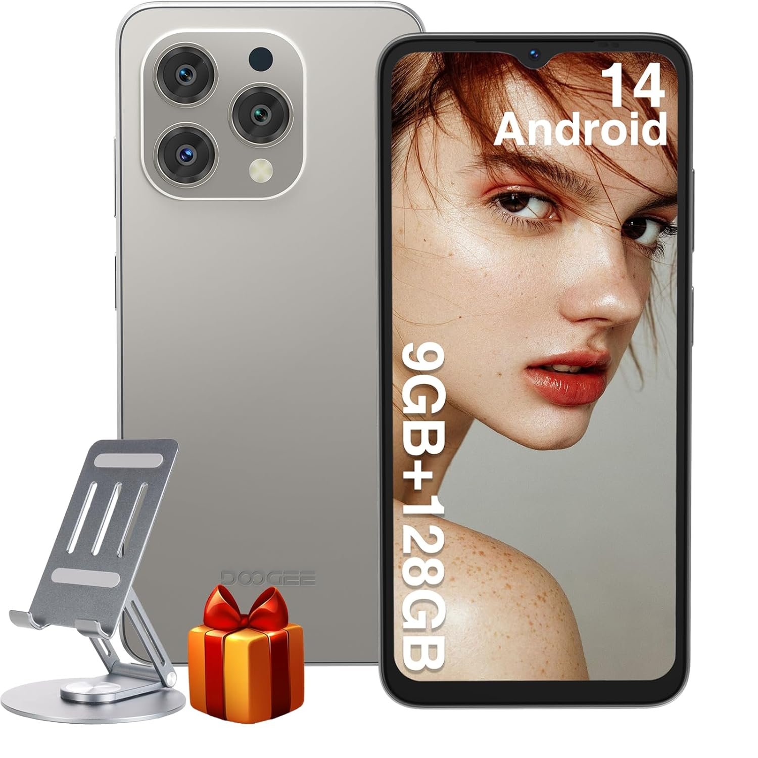 DOOGEE N55 Unlocked Cell Phone(2025), 9GB RAM+128GB ROM/1TB Android Phone, 90Hz+6.56″ HD Android 14 Phone, 5150mAh, Octa Core, 13MP+8MP, 4G Dual SIM,Face Unlock,Widevine L1,OTG,…