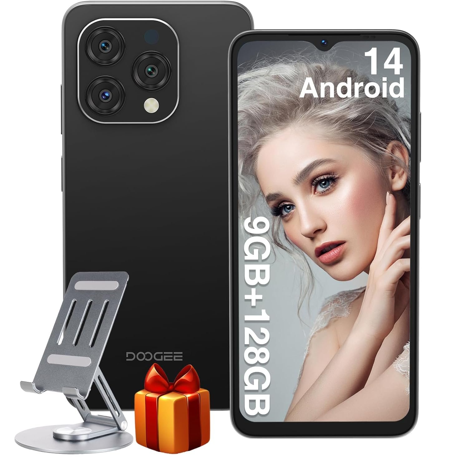 DOOGEE N55 Unlocked Cell Phone(2025), 9GB RAM+128GB ROM/1TB Android Phone, 90Hz+6.56″ HD Android 14 Phone, 5150mAh, Octa Core, 13MP+8MP, 4G Dual SIM,Face Unlock,Widevine L1,OTG,…