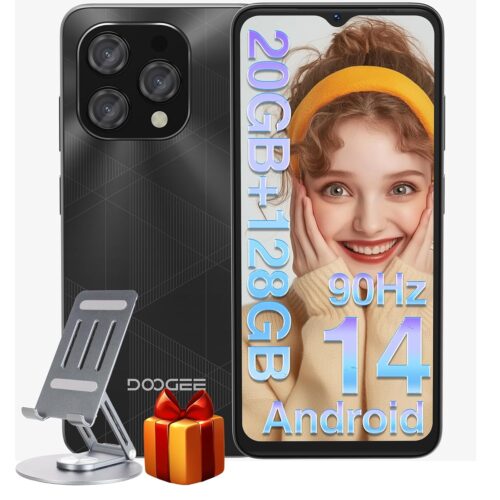 DOOGEE N55PLUS Unlocked Cell Phone, 20GB RAM+128GB ROM/1TB Android Phone, 90Hz 6.56" HD+ Smartphone, 5150mAh, Dual SIM 4G/Octa-Core 12nm/Widevine L1/ Face...