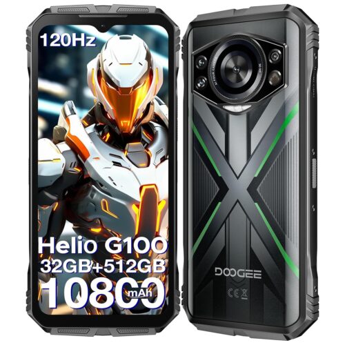DOOGEE S Cyber Pro Rugged Phone, 10800mAh Android 14 Rugged Smartphone, 32GB+512GB, Helio G100 Octa Core Gaming Phones, 6.6" FHD+ 120Hz IPS Waterdrop Screen, 4G Dual SIM Mobile...