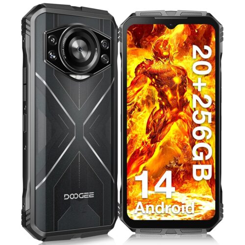 DOOGEE S Cyber Rugged Smartphone Android 14, 10800mAh Battery Rugged Phone, 20GB RAM + 256 ROM, 6.58" FHD+IPS Waterdrop Screen, 50MP AI Camera/Dual SIM Unlocked/Octa...
